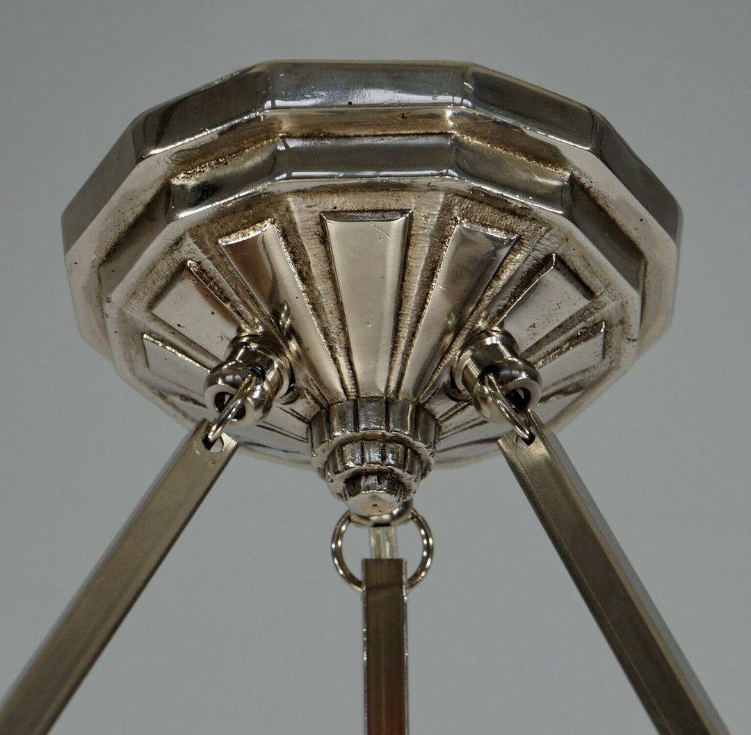 NOVERDY : FRENCH 1930 ART DECO PENDANT LAMP . chandelier muller degué era France