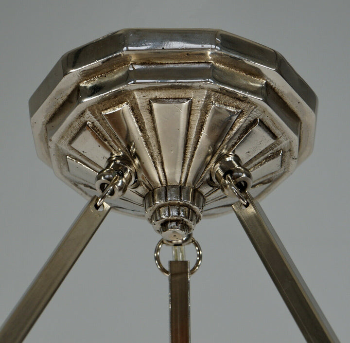 NOVERDY : FRENCH 1930 ART DECO PENDANT LAMP . chandelier muller degué era France
