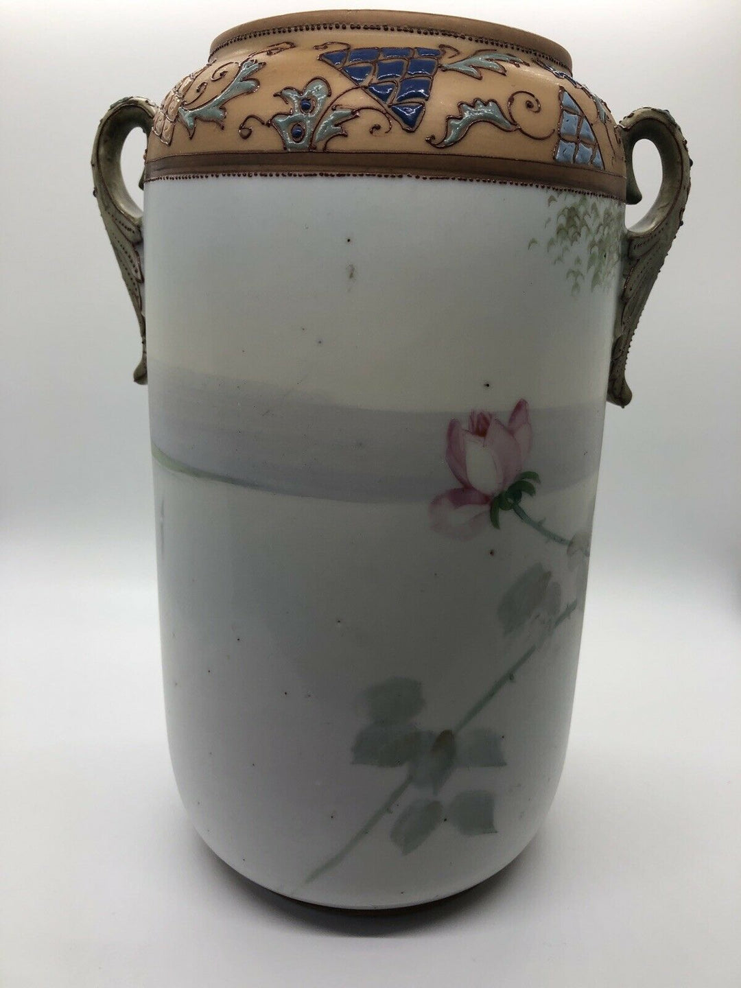 Large NIPPON NORITAKE FLORAL VASE Antique Soft Matte Finish