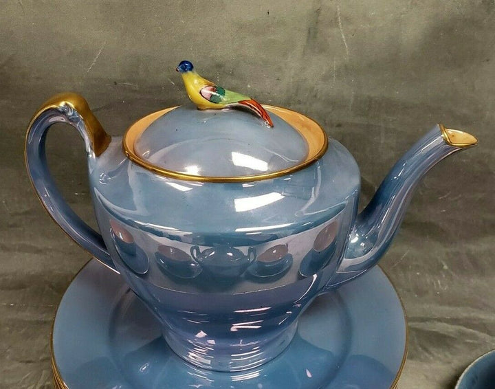 オールドノリタケ(Noritake)　鳥モチーフ　1900年代前半　ラスター技法を使ったティーセット16点