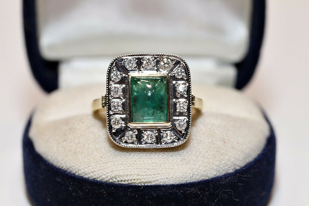 18K ナチュラルダイヤモンドとエメラルドのリング