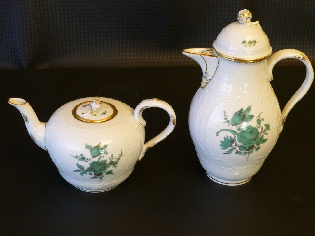 Meißen Porzellan Service, Kaffee- u. Teeservice, Neumarseille, Kupfergrün