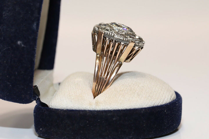 ヴィンテージ 14K ナチュラルダイヤモンドとローズカットダイヤモンドのリング