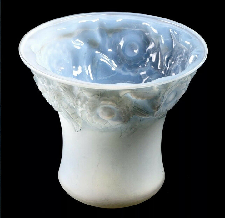 Vase Orleans René Lalique Opalescent Patine Bleu R.Lalique Double Cased Glass