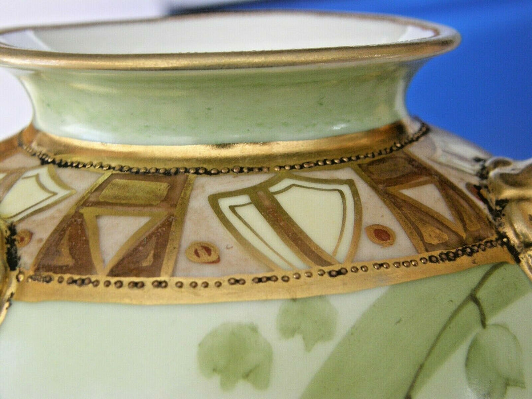 Vase-Lily of the Valley Pattern-3 Elephant Handles-Hand Painted Noritake Nippon