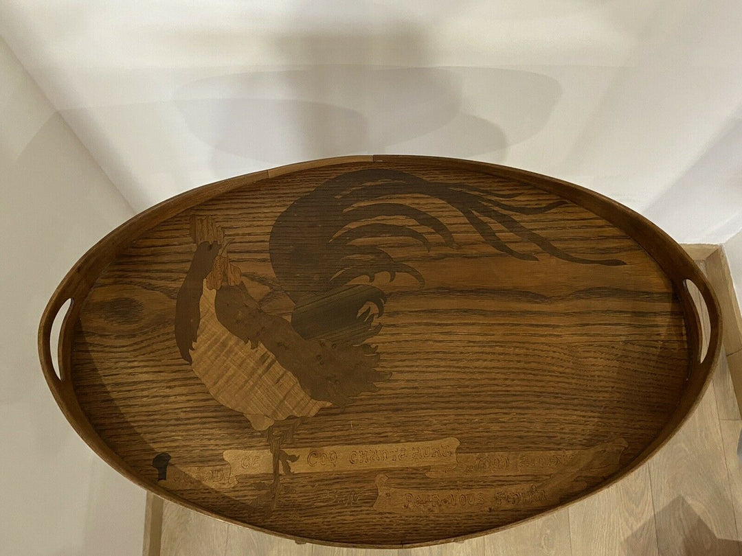 ÉLÉGANTE TABLE DE SALON PARLANTE COQ SIGNÉ GALLE ÉPOQUE ART NOUVEAU MARQUETERIE