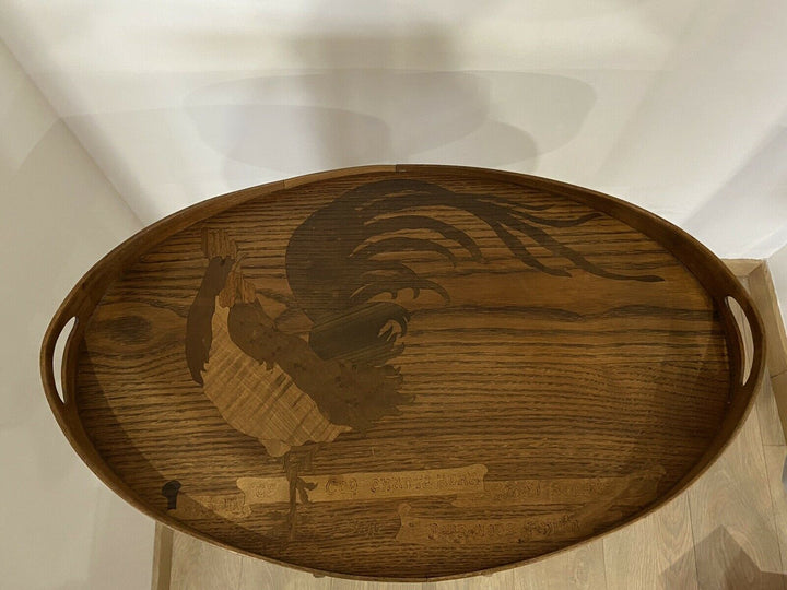 ÉLÉGANTE TABLE DE SALON PARLANTE COQ SIGNÉ GALLE ÉPOQUE ART NOUVEAU MARQUETERIE