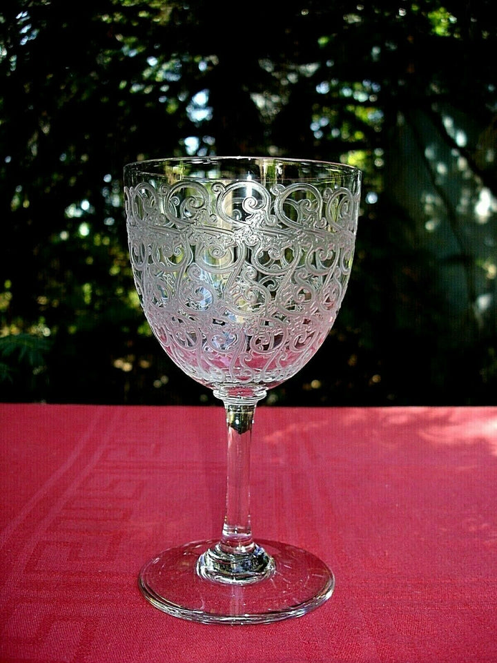 BACCARAT ROHAN COMBOURG WINE WATE GLASSES VERRE A EAU VIN CRISTAL GRAVÉ ART DECO
