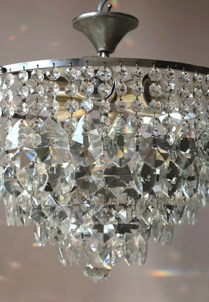 Silver Flush Crystal Crystal Chandelier, Ceiling Antique Vintage Lighting lamp