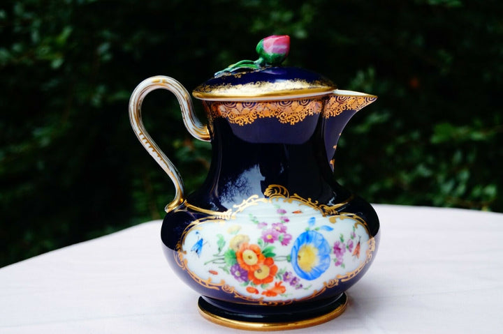 Meissen handpainted antique blue cobalt pot Dresden