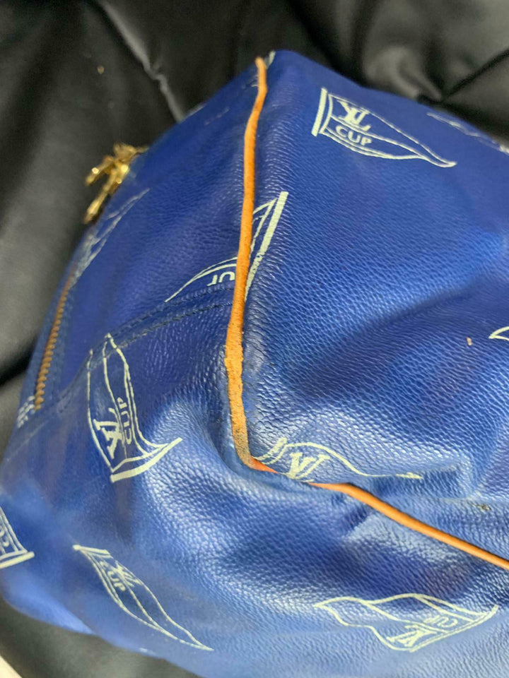 LOUIS VUITTON Sac Plein Air Long BAG CUP 1992 BLUE LEATHER VINTAGE Boston LV35