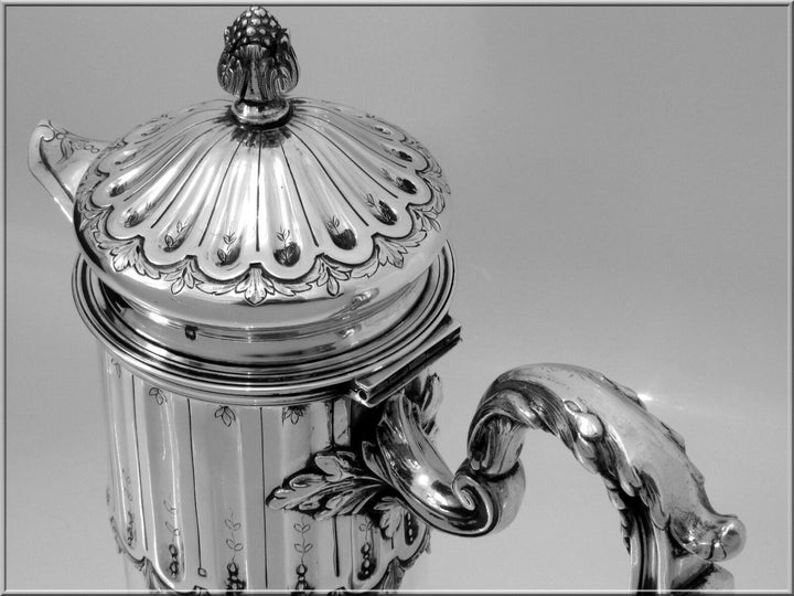 Antique French Sterling Silver & Crystal Serving Decanter, Pitcher Neoclassical