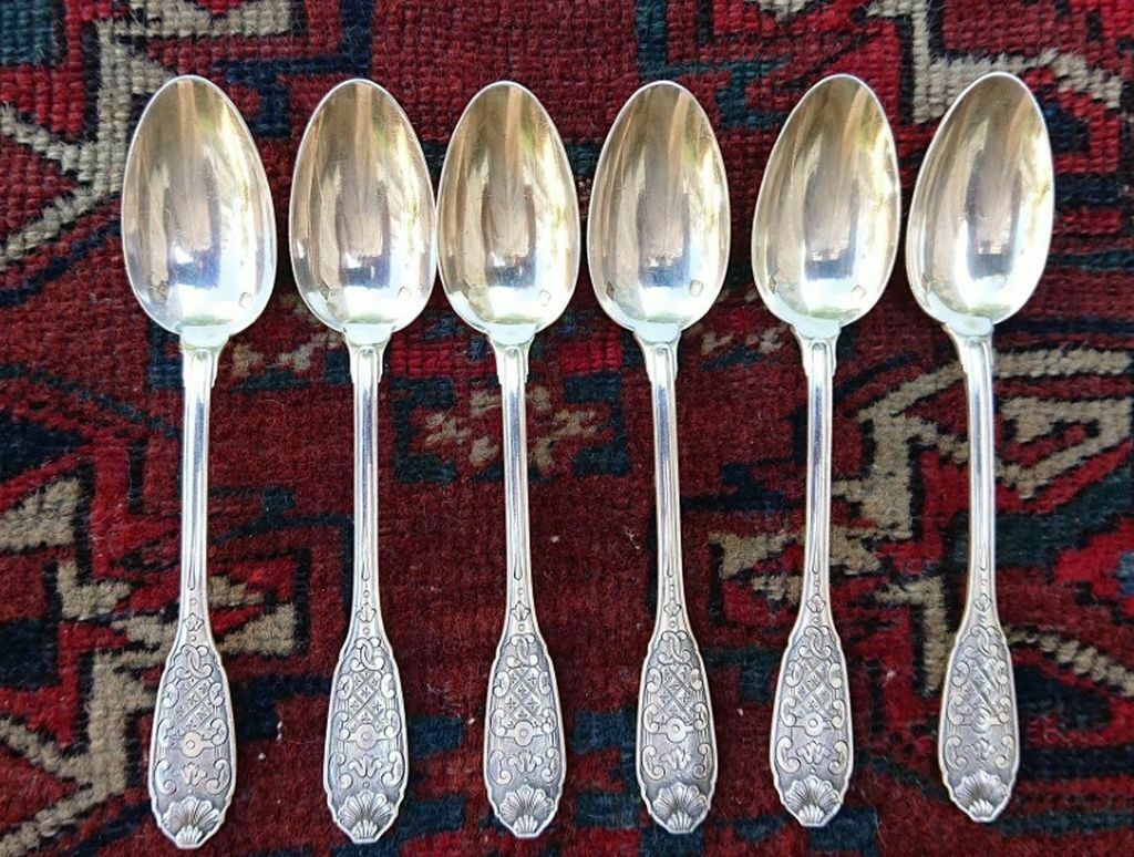 CHRISTOFLE CARDEILHAC STERLING SILVER COFFEE SPOONS SET OF SIX