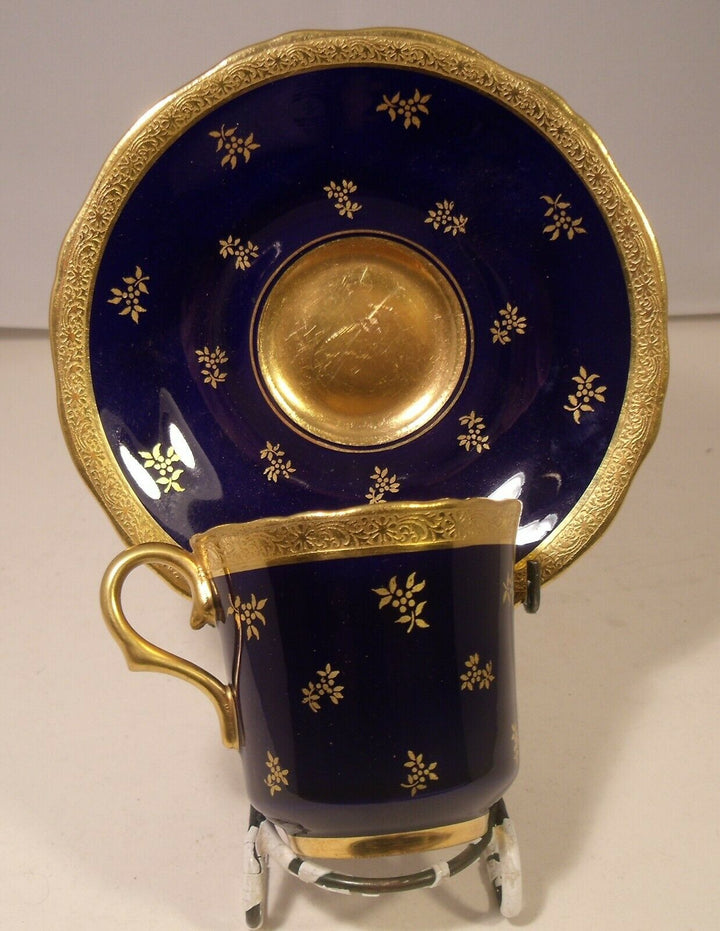 Stunning Coalport Cobalt Blue And Gilded Cabinet Cup And Saucer