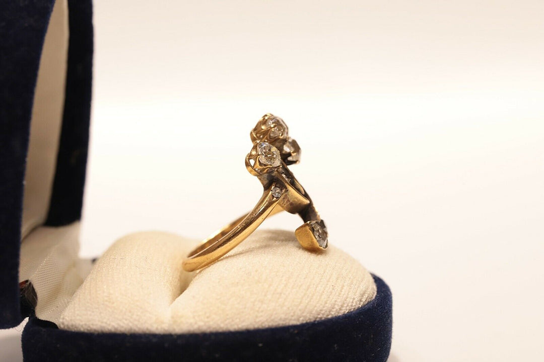 アールヌーヴォー 14K ナチュラルオールドカットダイヤモンドのリング