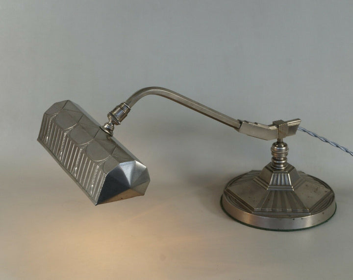 MONIX : French art deco piano lamp in nickeled bronze 1930 ... table lamp France