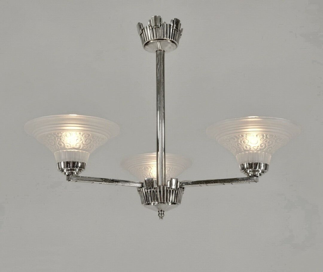 MULLER FRERES : FRENCH 1930 ART DECO CHANDELIER ..............