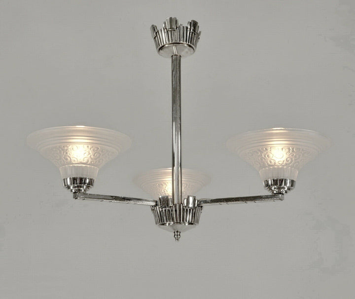 MULLER FRERES : FRENCH 1930 ART DECO CHANDELIER ..............