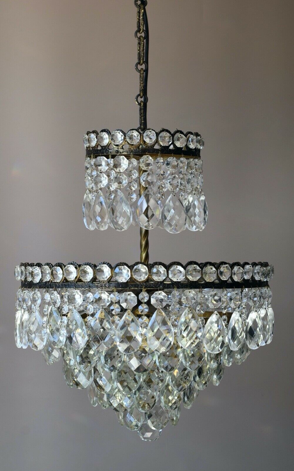 Empire Vintage Crystal Chandelier, Antique Style Lighting, French Lighting lamp