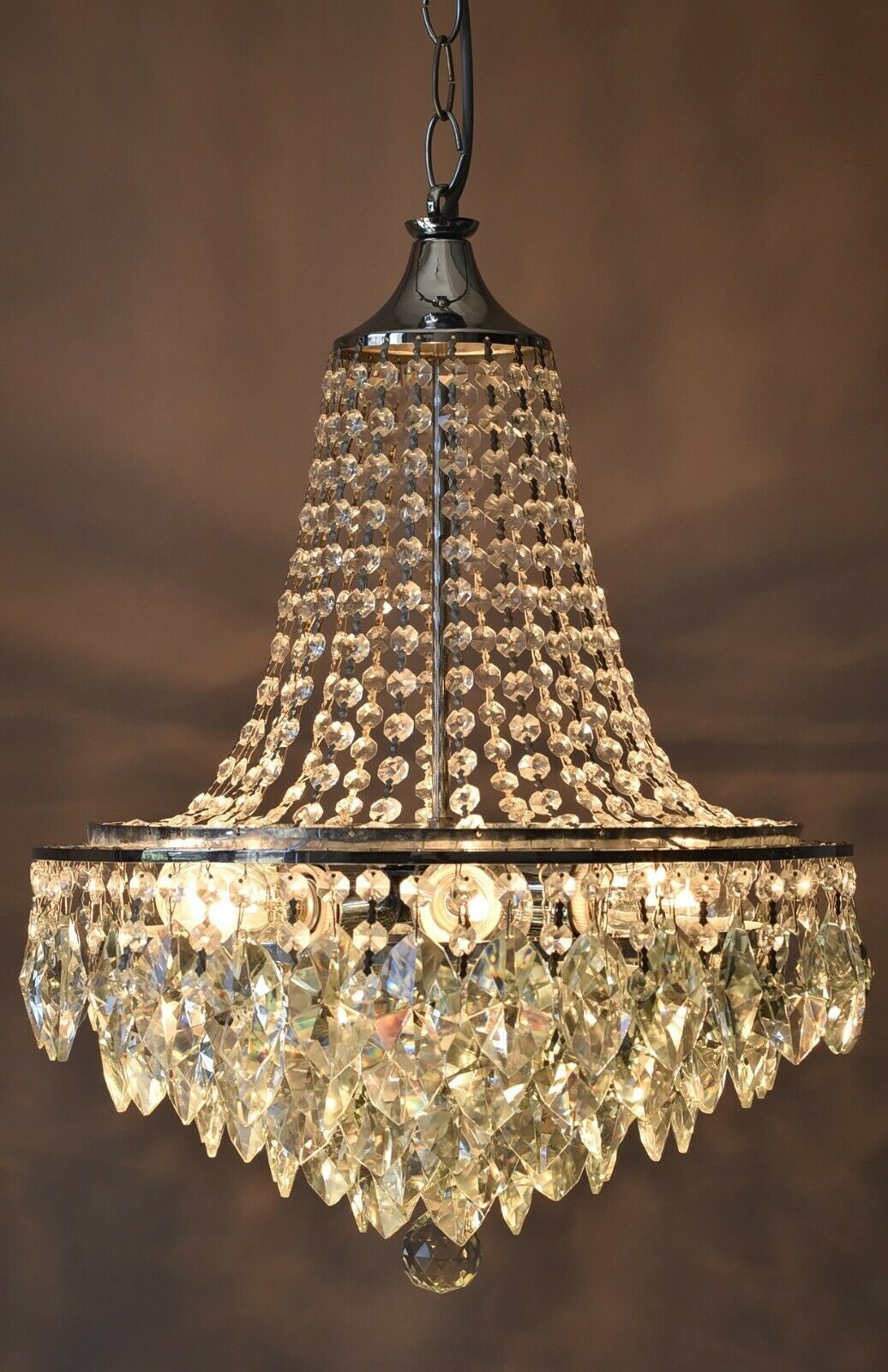 Empire Vintage Crystal Chandelier, Silver Antique Lighting French Big Light lamp