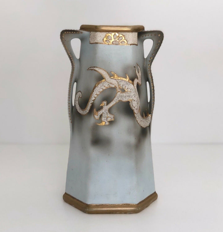 Art Nouveau Royal Nishiki Nippon Moriage Japanese Dragon Vase