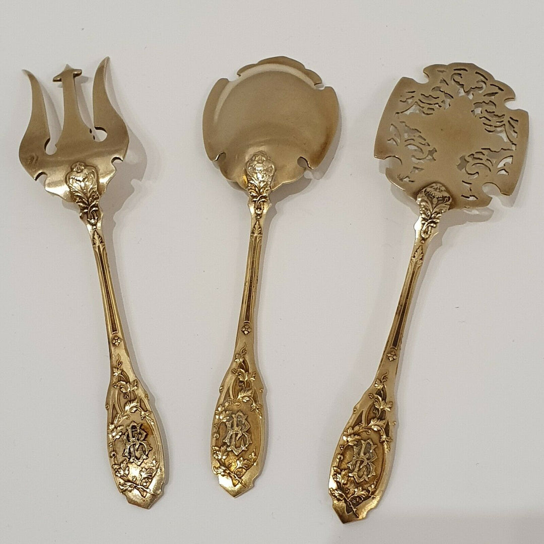 Puiforcat Service à hors d'œuvre en vermeil Argent massif Minerve mignardises