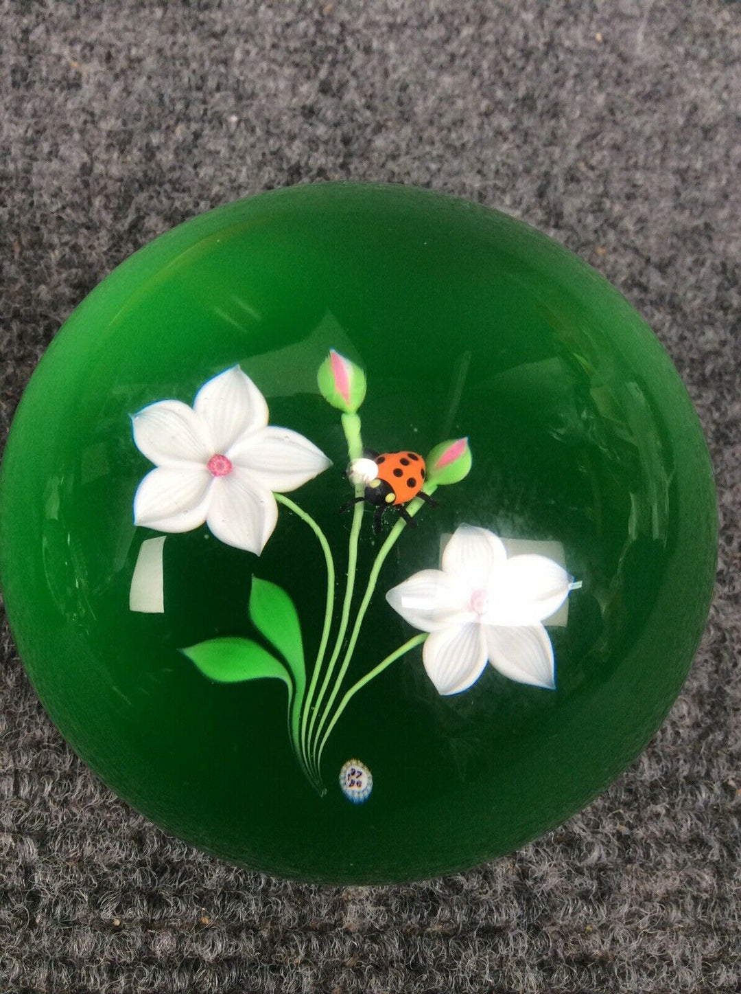 Vintage 1976 Baccarat limited edition flower ladybug glass paperweight