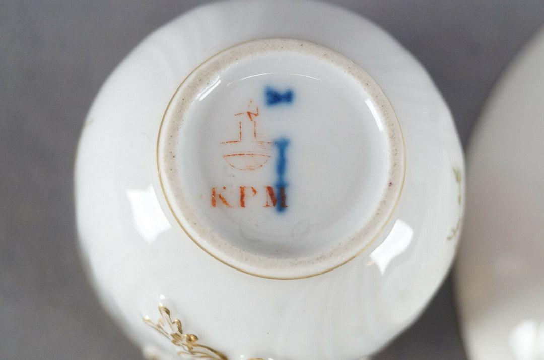 KPM Berlin Hand Painted Floral & Gold Demitasse Cup & Saucer Circa 1870 - 1945