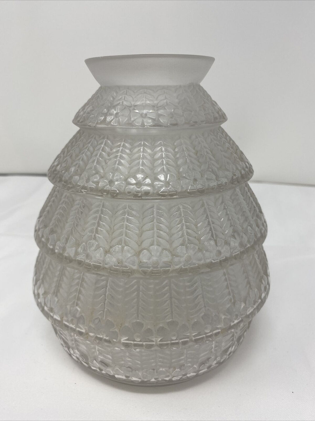 Rene Lalique 7” Ferrieres Vase Frosted Crystal France