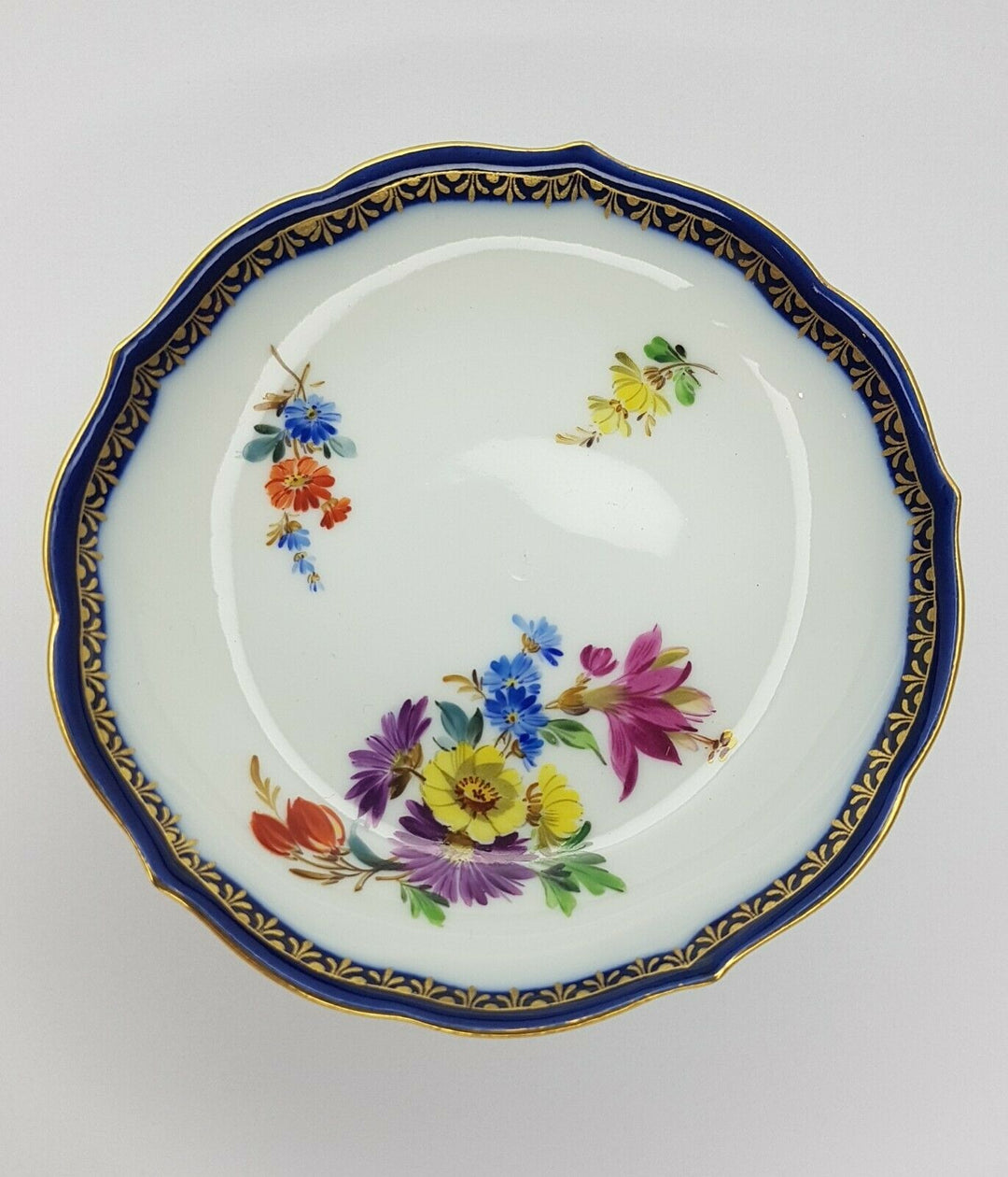 Meissen Coffee Cup & Saucer Bouquet Cobalt Gilt edge Pfeiffer Period