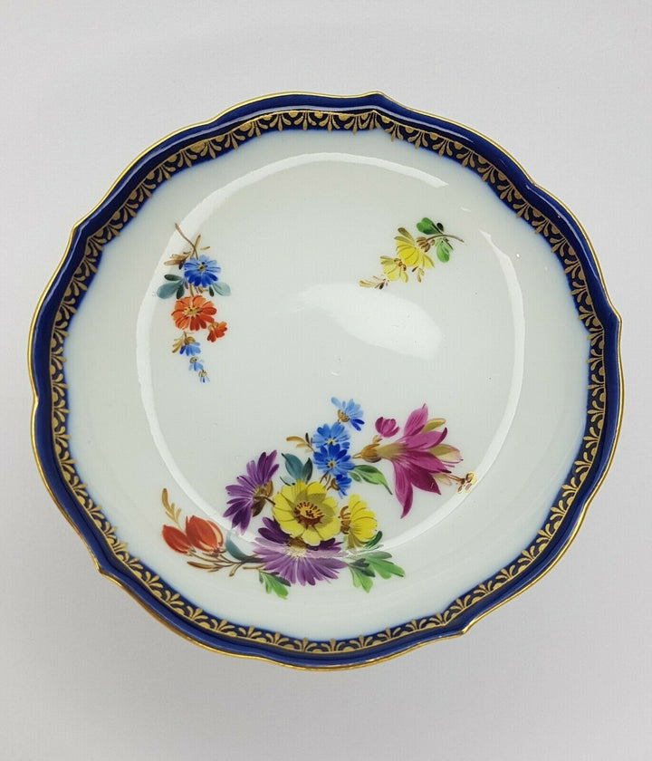 Meissen Coffee Cup & Saucer Bouquet Cobalt Gilt edge Pfeiffer Period