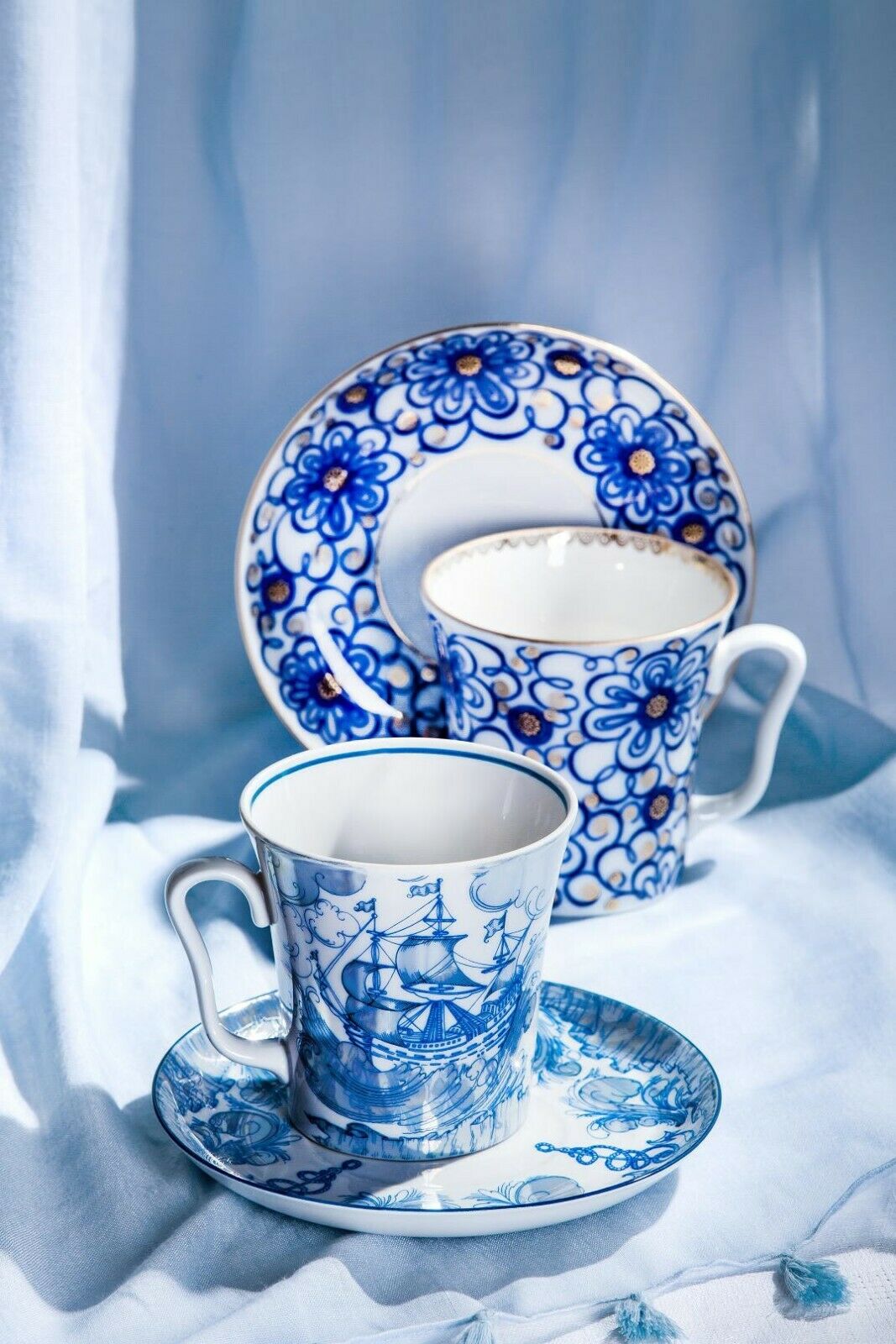 Imperial Porcelain Teacup & Saucer Lomonosov Mug LFZ Russian Bindweed 12 fl oz