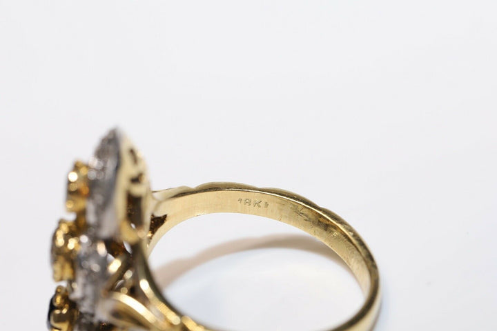 アンティーク ヴィクトリアン 18K ナチュラルダイヤモンド サファイアとローズカットダイヤモンドのリング