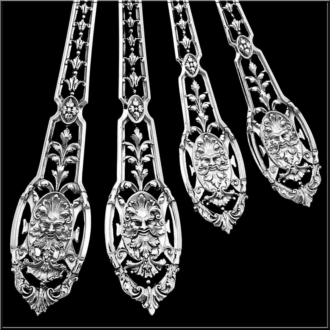 Puiforcat Masterpiece French Sterling Silver Flatwatre Set, Mascaron