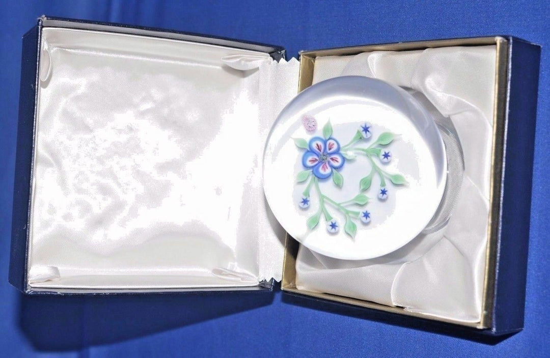 Baccarat Francia Vetro Cristallo Fermacarte 1971 Floreale 8.3cm Figurina W/ Box
