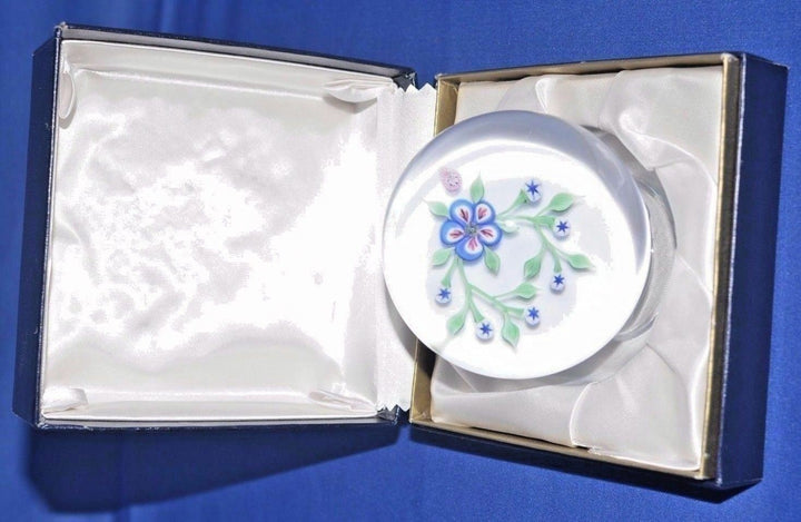 Baccarat Francia Vetro Cristallo Fermacarte 1971 Floreale 8.3cm Figurina W/ Box