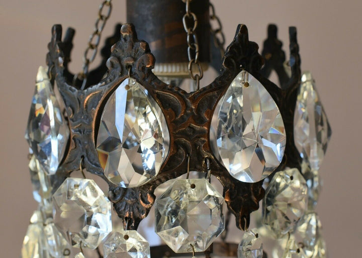 Vintage Crystal Chandelier Antique Brass French Style Home Lighting Retro lamp