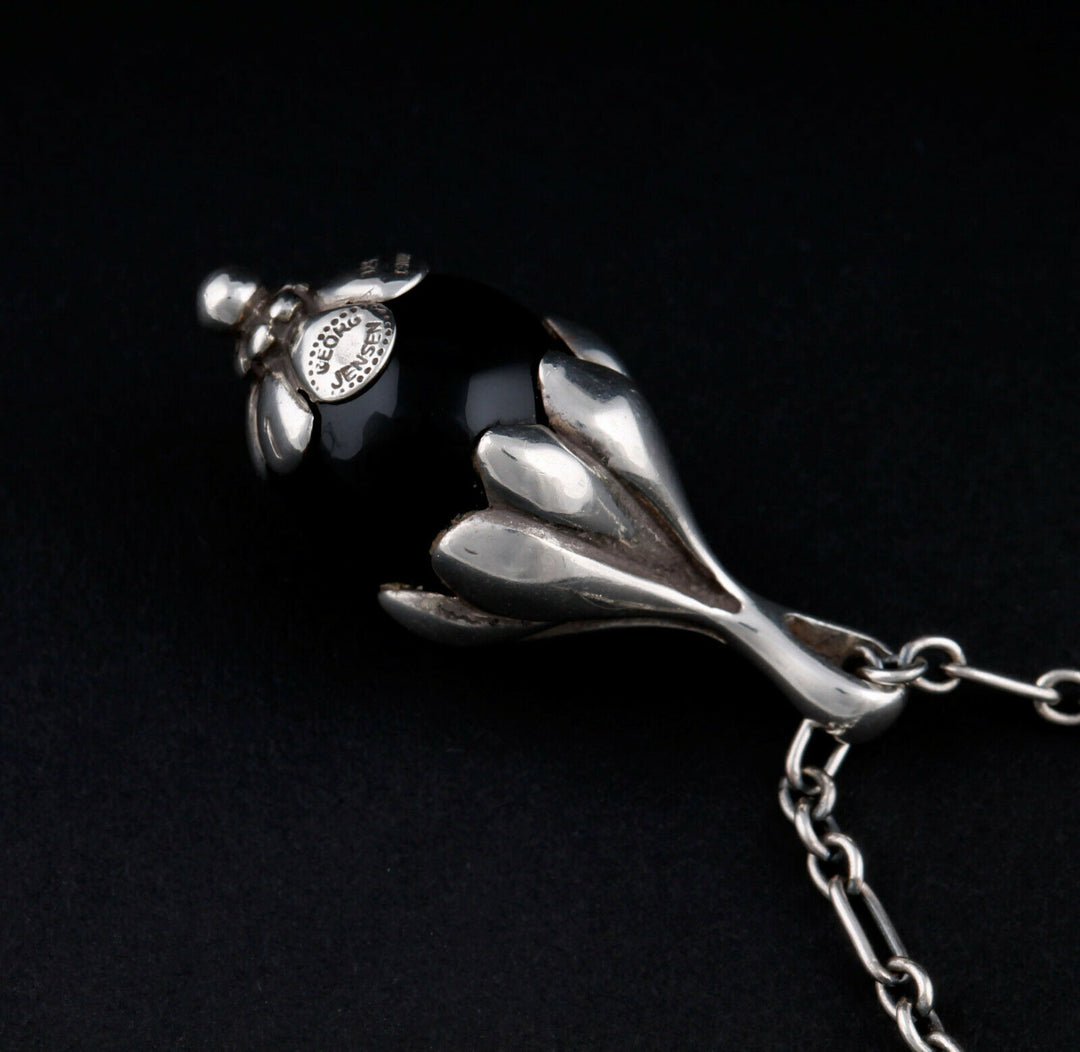 GEORG JENSEN Sterling Pendant Of The Year 1991, Onyx / Black Agate. VERY RARE!