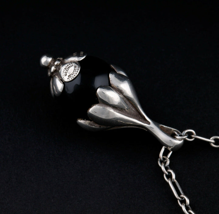 GEORG JENSEN Sterling Pendant Of The Year 1991, Onyx / Black Agate. VERY RARE!