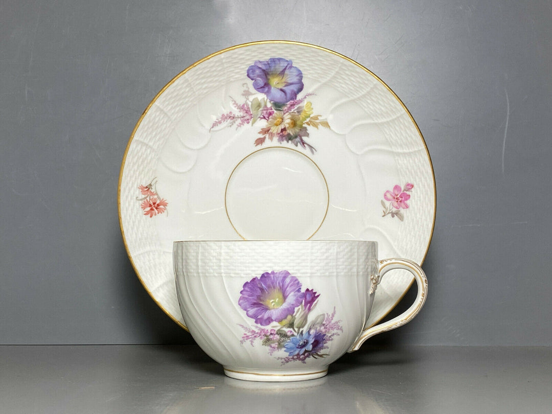 KPM BERLIN TEE GEDECK TASSE UT NEUOSIER WEICHMALEREI BLUMEN DEKOR 50 1.WAHL 1914