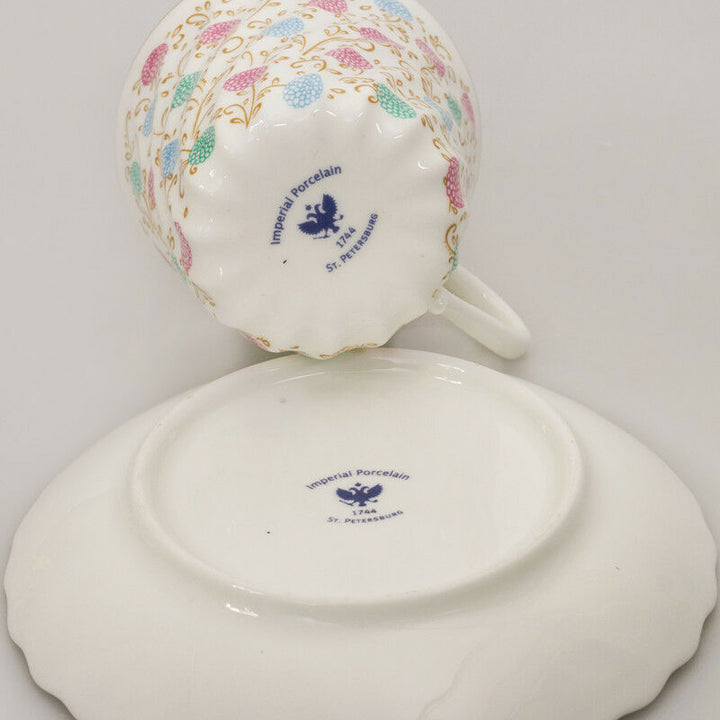 インペリアルポーセリン　ボーンチャイナ　コーヒーカップ＆ソーサー　ロモノーソフ