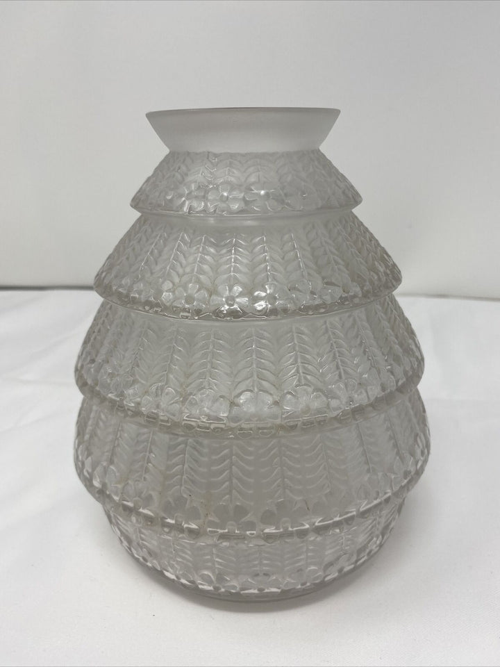 Rene Lalique 7” Ferrieres Vase Frosted Crystal France