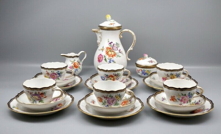 Meissen Kaffeeservice für 6 Person A-Kante Blumenbukett, 1 Wahl.