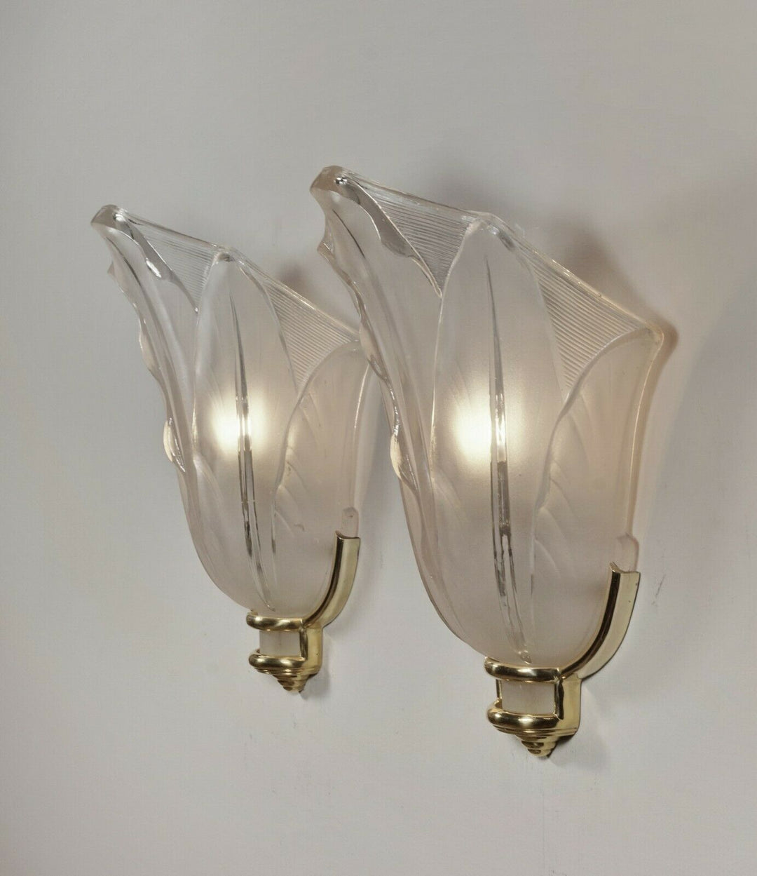 J.Gauthier EZAN : PAIR OF FRENCH ART DECO WALL SCONCES . lamp 1930 muller era