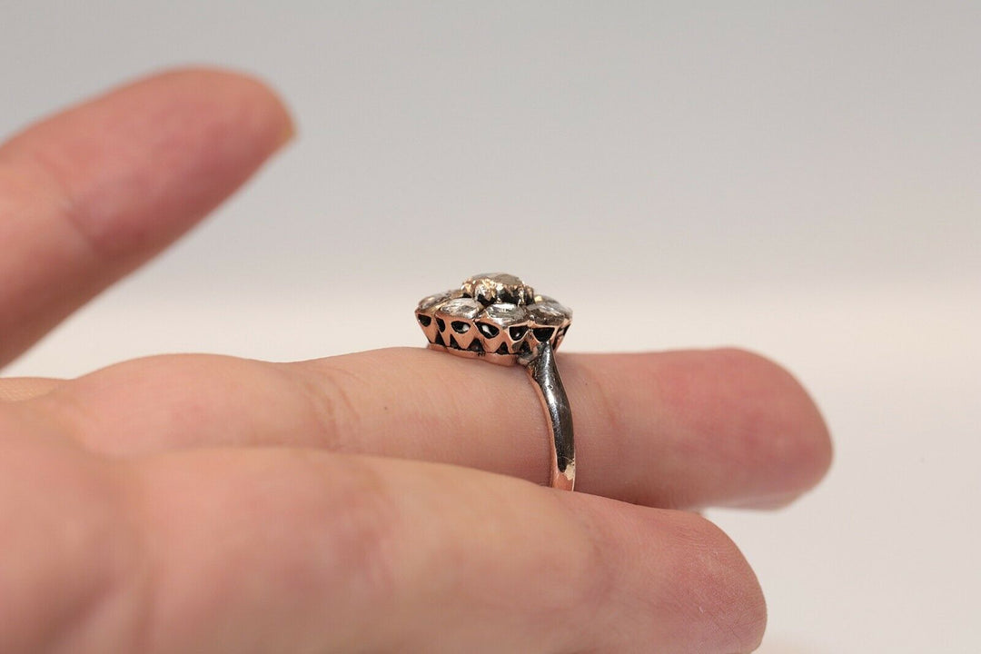 アンティーク オリジナル 8K ナチュラルローズカットダイヤモンドのオスマンリング