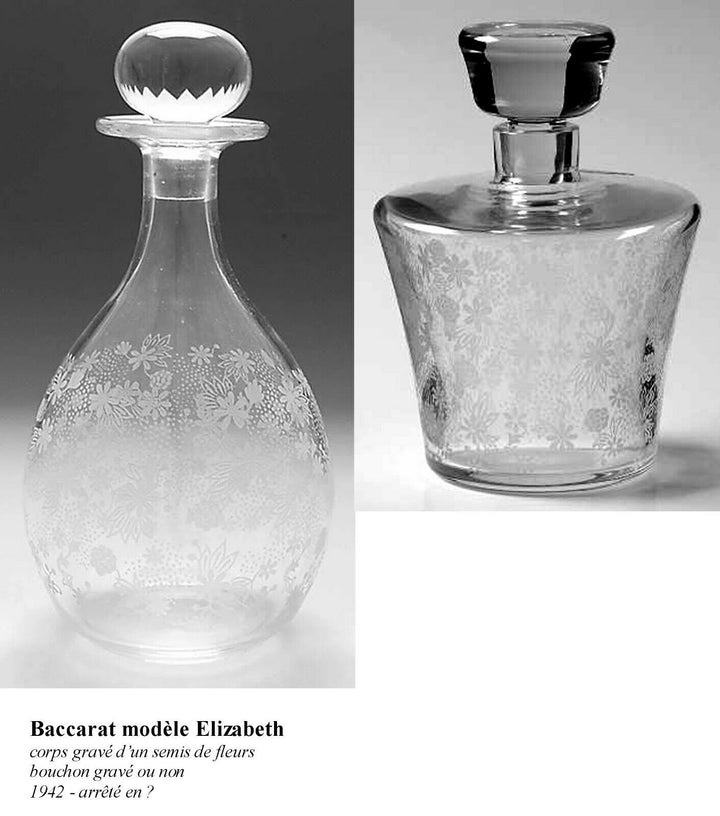 Rare Carafe Crystal Baccarat Engraved Signed Mod. Elizabeth 1942, Vgc ,