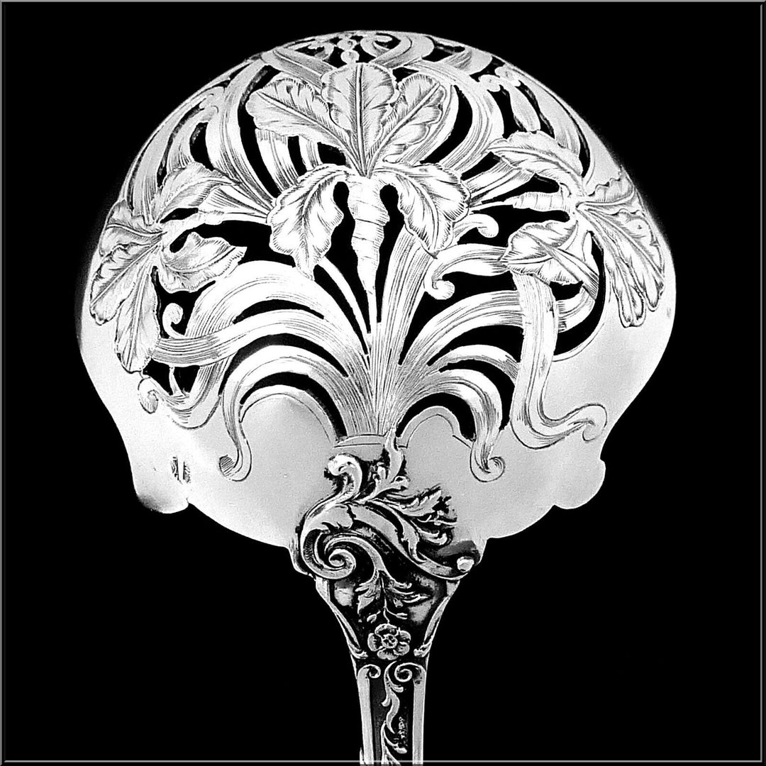 Canaux Masterpiece French Sterling Silver Sugar Sifter Spoon, Cherub