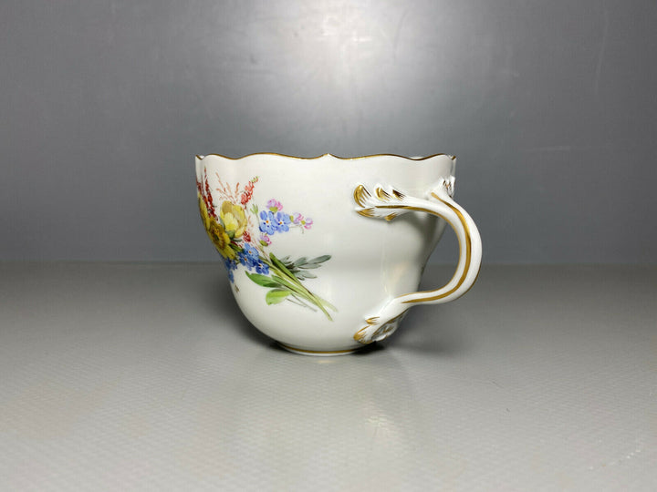 MEISSEN KAFFEE GEDECK 2-TLG TASSE UT NATURALISTISCHE BLUMENMALEREI SCHMETTERLING