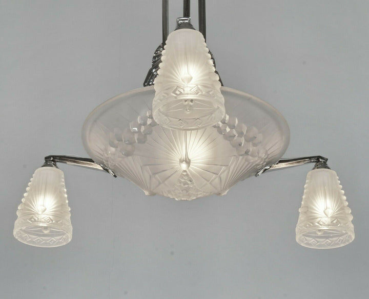 HETTIER & VINCENT and Schneider : French art deco chandelier ....... 1930 France