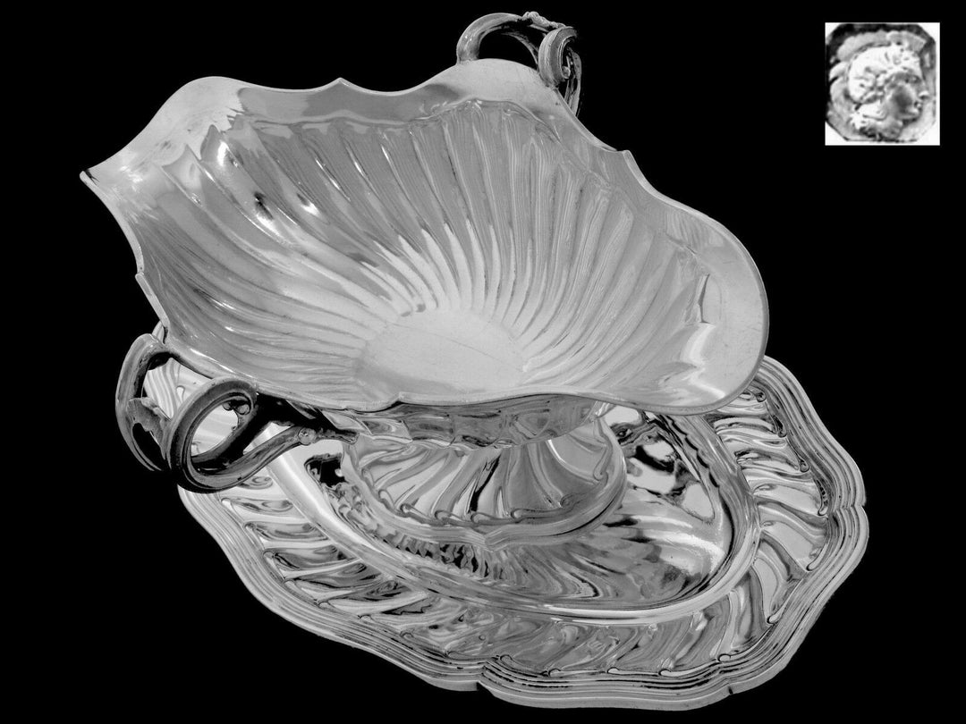 Antique French Sterling Silver Gravy/Sauce Boat with Tray